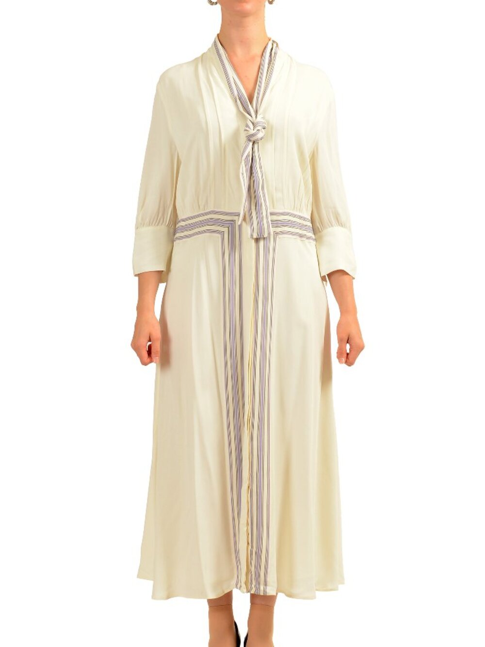 Hugo Boss Women's "Destripie" Ivory 3/4 Sleeve Fit &Flare Dress US 12 IT 48